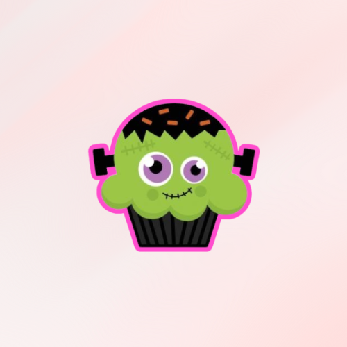 Emporte-pièce en forme de muffin Frankenstein, idéal pour des biscuits d’Halloween, fabriqué en PLA biodégradable.

